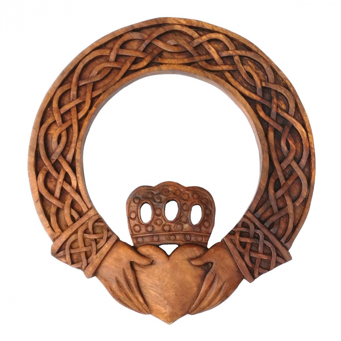 Irische Deko Wandbild CLADDAGH Freundschaft Handarbeit aus Holz Holzbild 