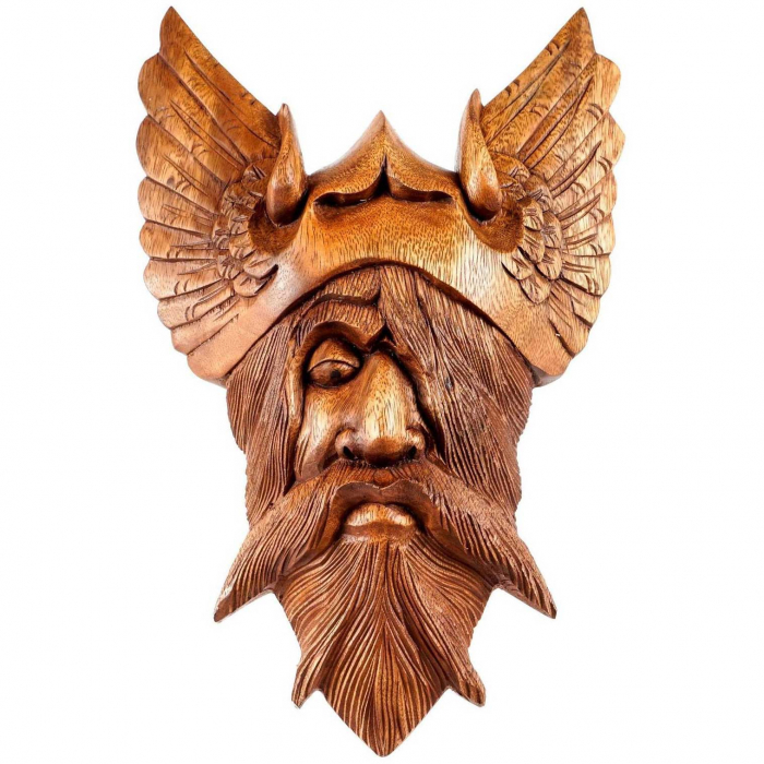 Wandschmuck Odin Wandbild Holz Wikinger Gott Viking Wotan geschnitztes Ornament