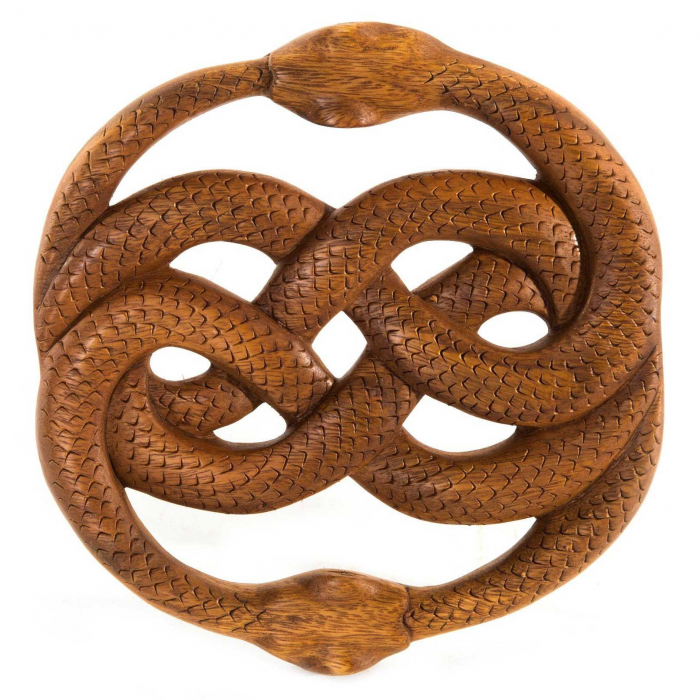 Wandbild Auryn klein Aurin Alia Zwei Schlangen geschnitztes Ornament Holzbild