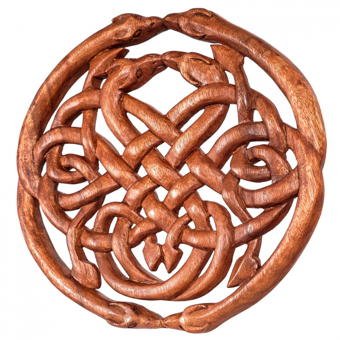 Wandschmuck 6 Drachen Celtic Knotwork keltische Knoten geschnitztes Holzbild