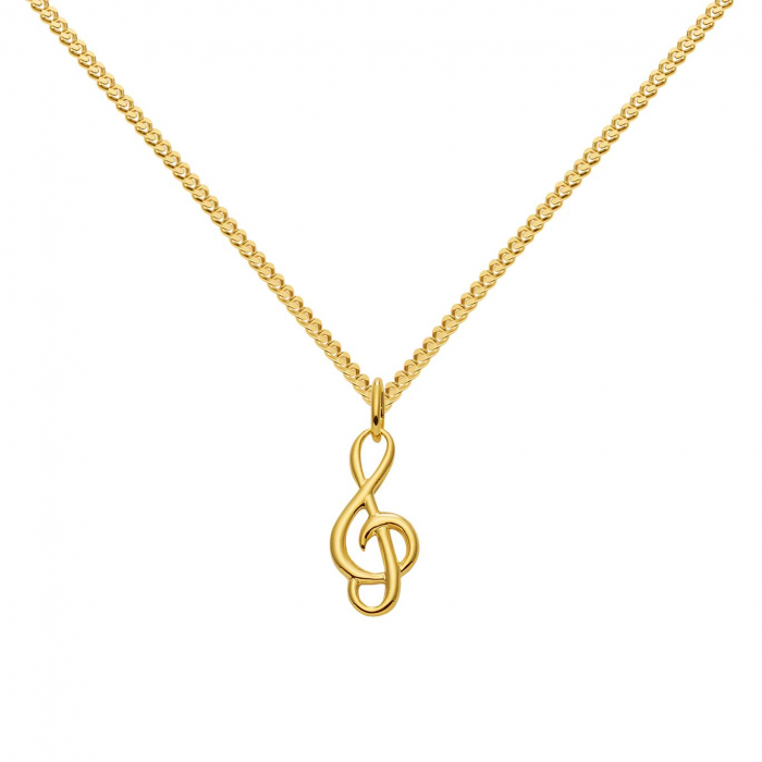 Anhänger Notenschlüssel mit massiver Goldkette 1,1 mm 333-8 Karat Gold