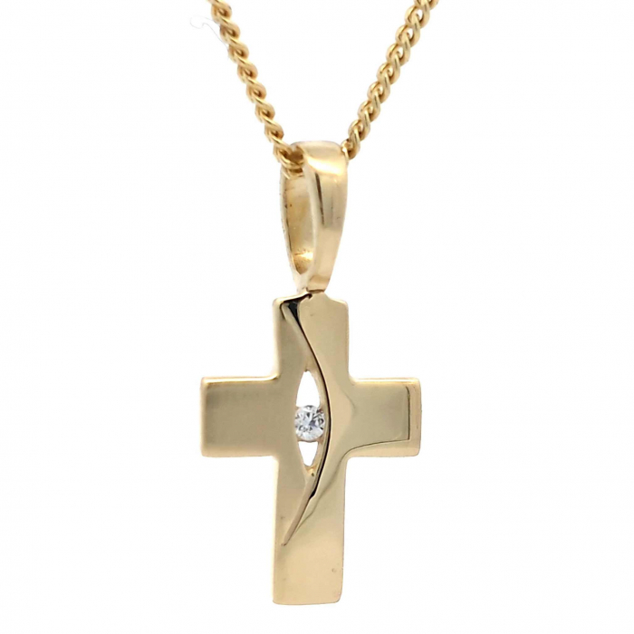 Anhänger Kreuz mit massiver Goldkette 1,1 mm 333-8 Karat Gold