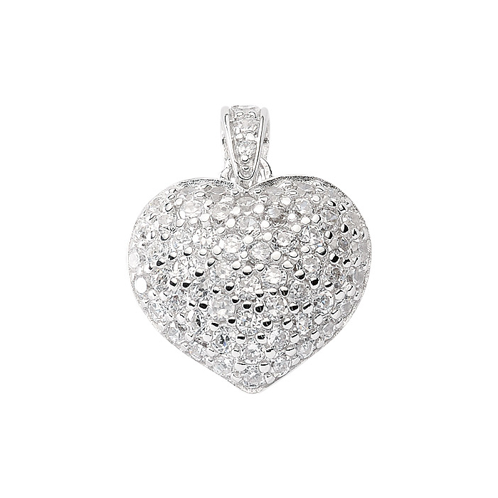 Herz mit Silber Anhänger aus 925 massiv Zirkonia aus rhodiniert Sterlingsilber