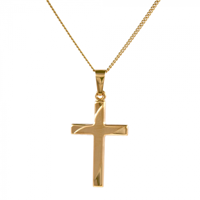 Anhänger Kreuz 585 Gold mit massiver Goldkette 1,1 mm