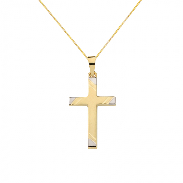 Anhänger Kreuz mit massiver Goldkette 1,1 mm 333-8 Karat Gold