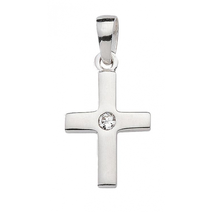 Anhänger Kreuz  925 Silber  rhodiniert mit Zirkonia