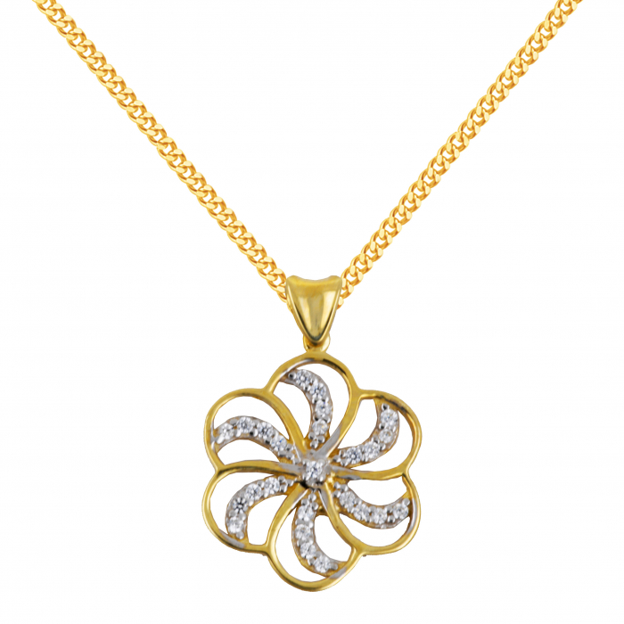 Anhänger Rosette 333 8K Gold mit massiver Goldkette