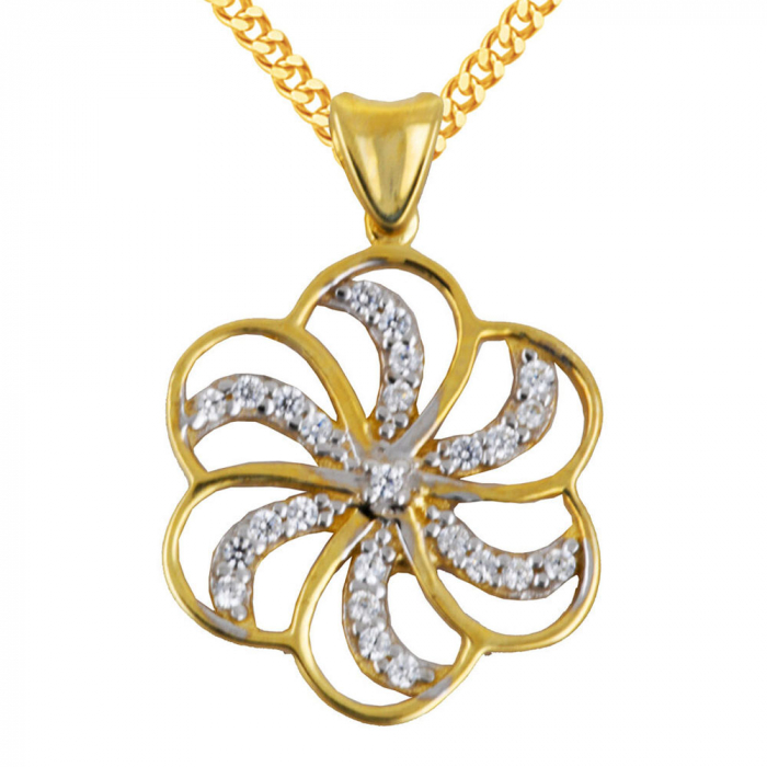 Anhänger Rosette mit Zirkonia 333 8 kt Gelbgold mit massiver Goldkette