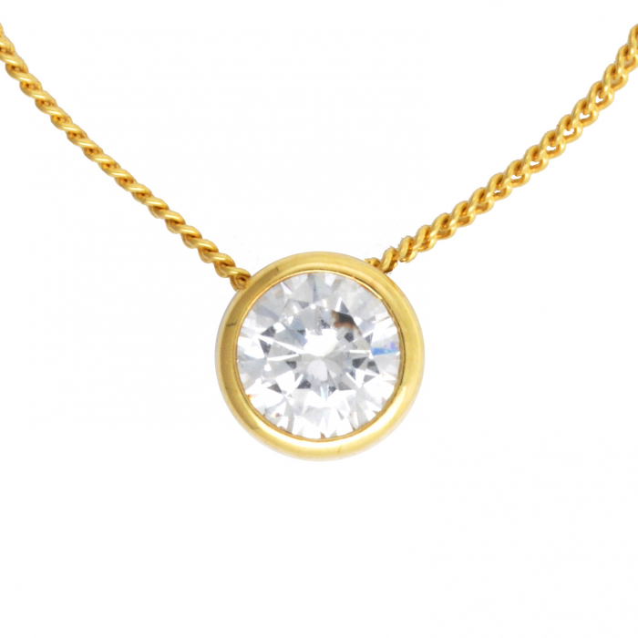 Anhänger rund 585 14 kt Gold mit Zirkonia mit massiver Goldkette 333 - 8 kt Gold