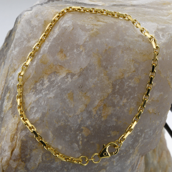 Ankerkette diamantiert Länge 19cm - Breite 2,5mm - 750-18 Karat Gold