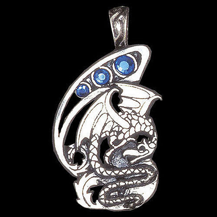 Drache Anhänger Schmuck - Drachen - 42x25mm Wikinger Swarovski Kristalle + Kette