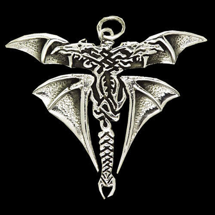 Kämpfende Drachen Schmuck Anhänger 925er Silber - Drachen - 50x41mm