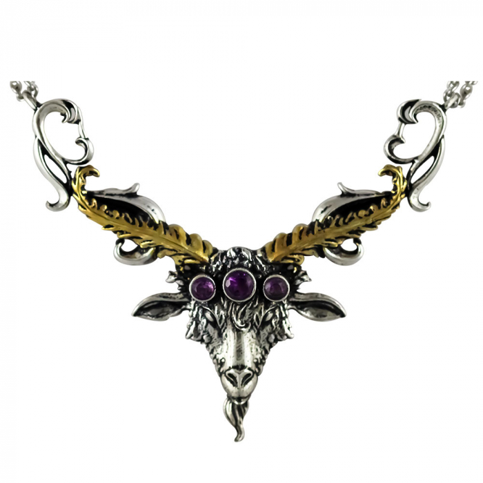 Bacchanalia Schmuck Anhänger Magische Tiere Hexen Magier Ziege 5x 5,8 cm + Kette