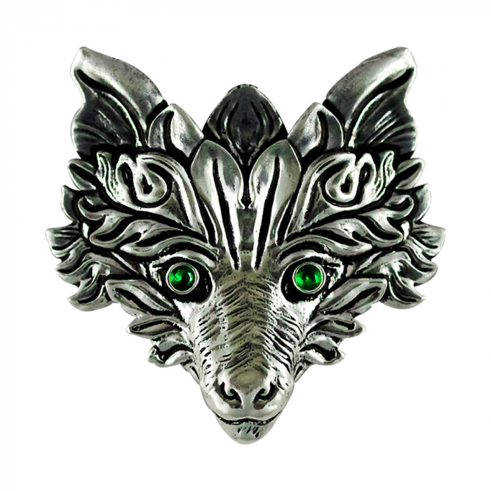 Green Fox Schmuck Anhänger Magische Tiere Hexen Magier Fuchs 4 x 4,2 cm + Kette