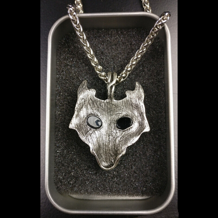 Wolf Box Kette Wikinger Kelten Schmuck Anhänger Zinn Hund