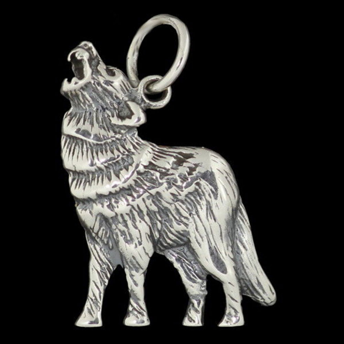 Heulender Wolf Anhänger Schmuck 925er Silber Wolf - Wolf Hund - 20x26mm