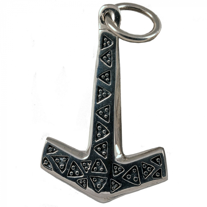 Thorhammer Schmuck Anhänger 925er Silber - Thorhammer - 27x45mm mit Ring