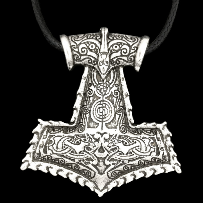 Thorhammer Anhänger Schmuck Wikinger Zinn Viking mit Band Thorhammer 