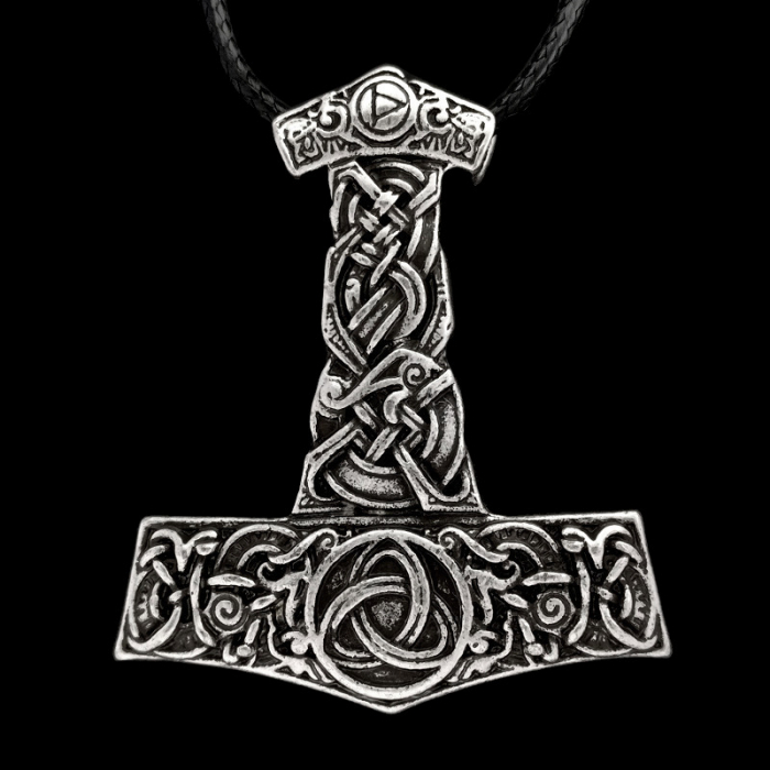 Thorhammer Anhänger Schmuck Wikinger Zinn Viking mit Band Thorhammer 